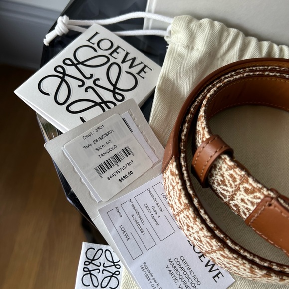 SOLD LOEWE Anagram Web Leather Buckle Belt - Picture 6 of 13